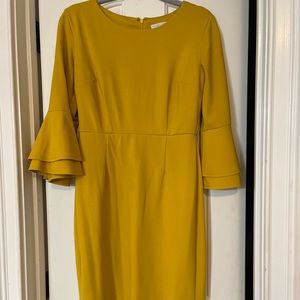 Gold dress with bell sleeves, size Medium